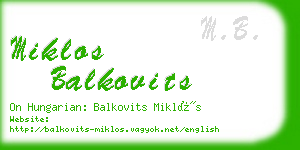 miklos balkovits business card